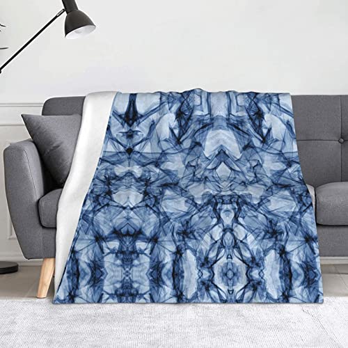 Couverture microfibre bleue plaid lit voyage camping doux - 2