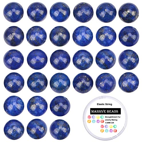 Image of 100PCS 8mmNatural Lapis Lazuli Gemstone Round Loose Beads for Jewelry Making for Bracelet Necklace (Lapis, 8MM)