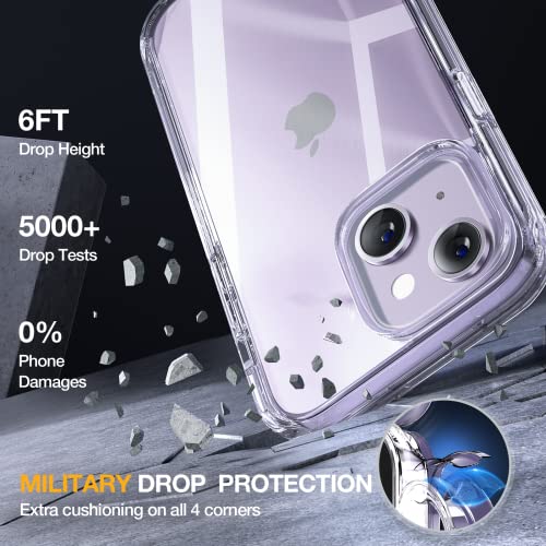 Image of Miracase Class Series for iPhone 14 Case 6.1 inch, [Built-in Tempered Glass Screen Protector] [Bubble Free] Full-Body Protective Bumper Phone Case with Camera Lens Protector, Clear