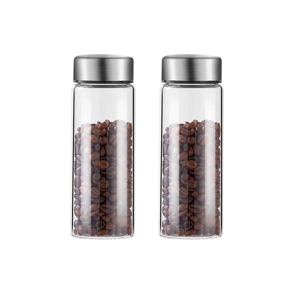 Puszka na herbatę, 2 szt. Szklane pojemniki do przechowywania herbaty Kawa, przezroczysty słoik na liście, przyprawy(300ML)