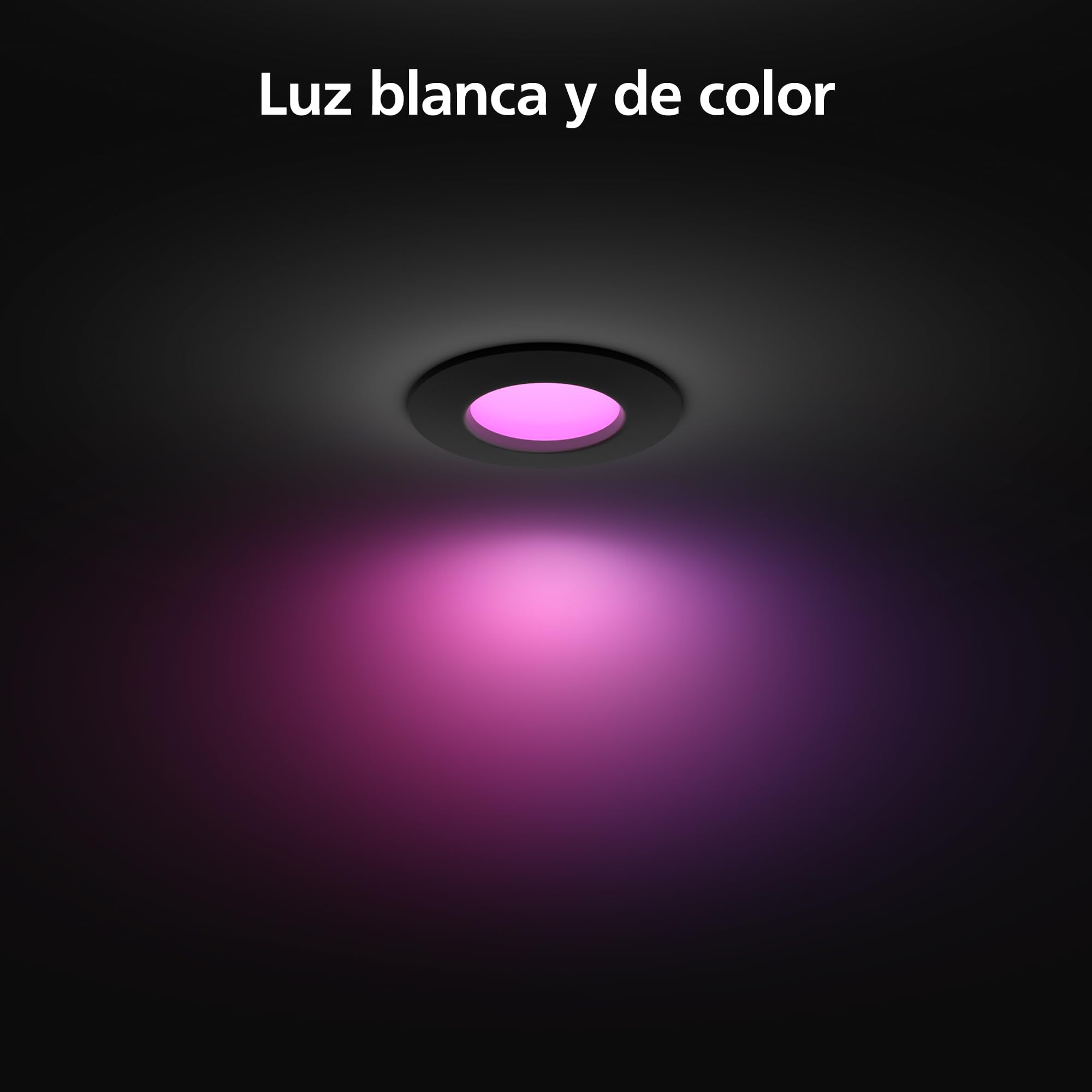Philips Hue Downlight Slim, 170 mm, downlights inteligentes, luz blanca y de color, compatible con Bluetooth, control por voz con Alexa, Apple Home y Google Assistant, en negro