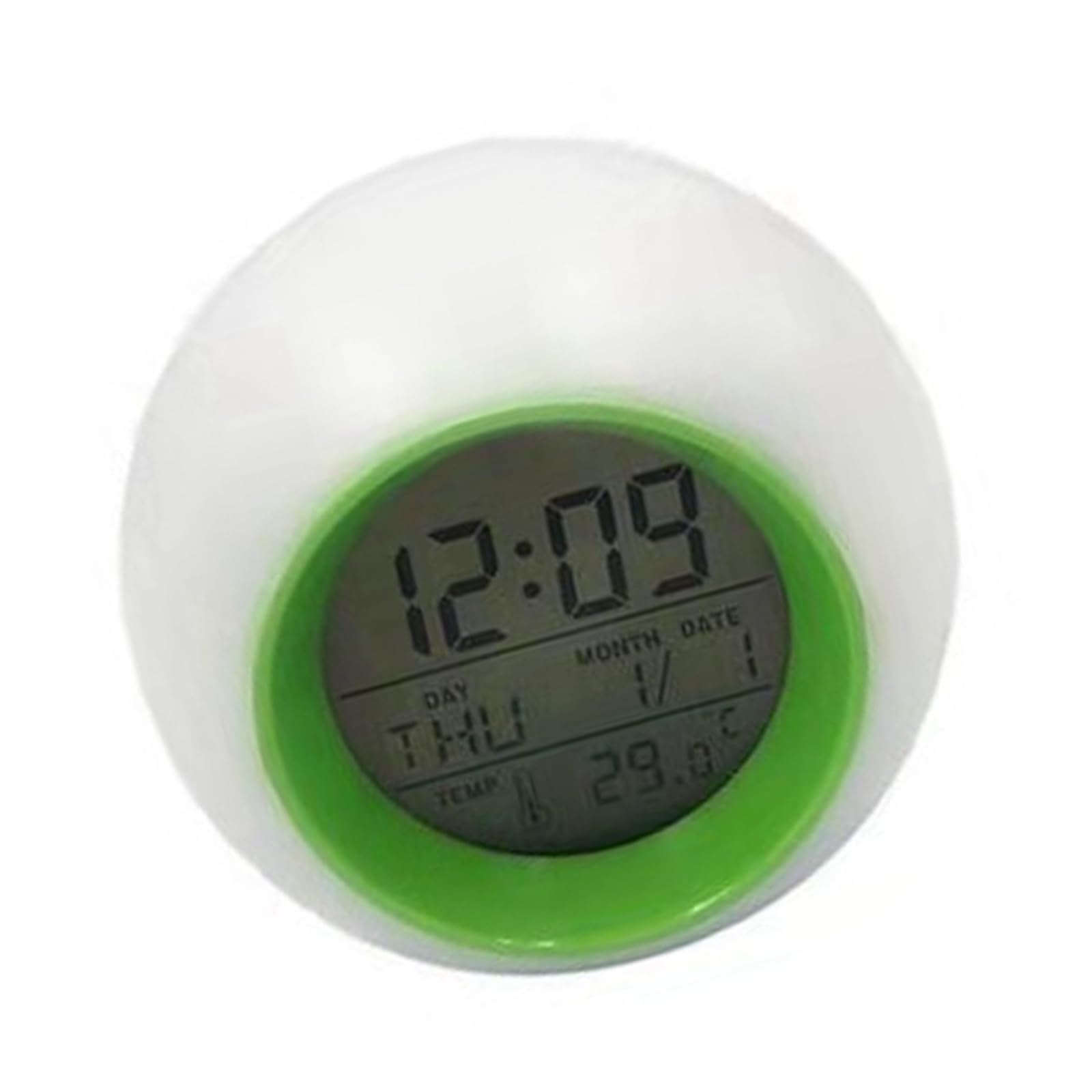Nucelit Creative Round 7 Color Changing Nightlight Digital Alarm Clock Quiet Operations Battery Operated Design for Home Decors Nightlight Digital Alarm Clock