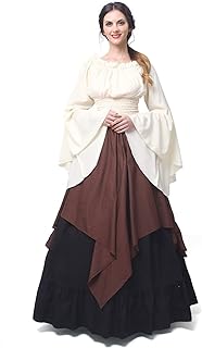 Womens Renaissance Medieval Costume Victorian Dresses Gown Scottish Dress 2 Pcs Set - Buy now