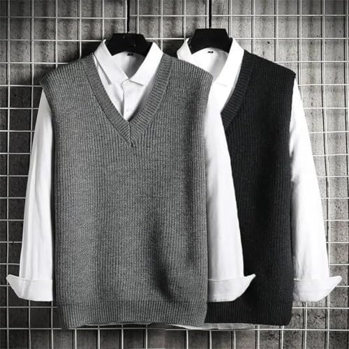 Men's V-Neck Knitted Vest Japanese Sleeveless Sweater2