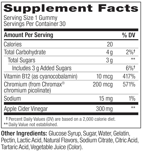 Image of OLLY Metabolism Gummy Rings, Apple Cider Vinegar, Vitamin B12, Chromium, Energy and Digestive Health, Chewable Supplement, Apple Flavor - 30 Count