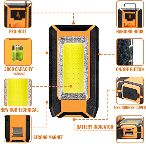 2 Pack 40W 1600Lm Led Work Light, Rechargeable Portable Led Magnetic Flood Lights For Outdoor Camping Hiking Emergency Car Repairing And Waterproof Job Site Lighting (2 Pack) #TOP6