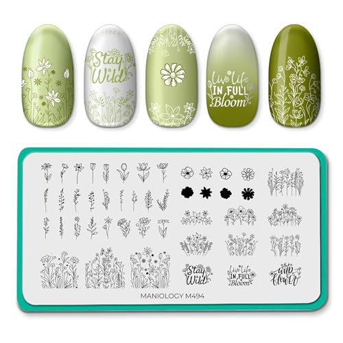 Maniology Wildflowers Nail Stamping Plate | Spring Floral Manicure Designs