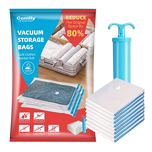 Vacuum Storage Bags,8 Pack (2 Jumbo, 2 Large, 2 Medium, 2 Small) 80% More Space Saver Sealer Bags for Comforters Clothing Blankets with Travel & Home Hand Pump Vacuum Storage Bags,8 Pack (2 Jumbo, 2 Large, 2 Medium, 2 Small) 80% More Space Saver Sealer Bags for Comforters Clothing Blankets with Travel & Home Hand Pump