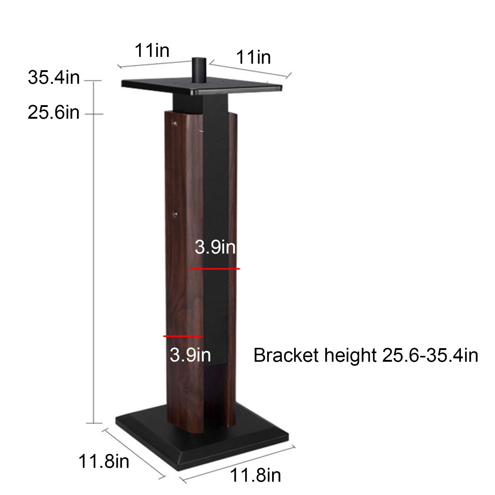 Regulowane uniwersalne stojaki na głośniki, para uchwytów audio z drewna orzechowego, stojaki na głośniki z redukcją szumów wibracji, do kina domowego (wysokość 65 cm)