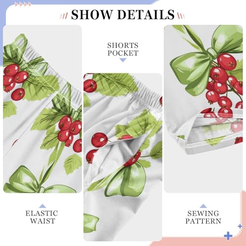 Pajama Bottoms, Pajamas Long Pant Berries Lounge Wear Casual Green Ribbon Bows Sleep Pants Soft Pjs Sleepwear4