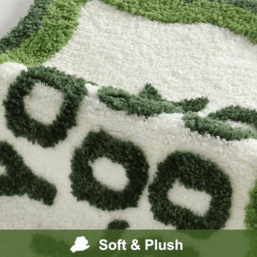 Image of HAOCOO Green Irregular Shaped Soft Non Slip Absorbent Washable Bath Mat for Bathroom, Sink, Tub, Shower
