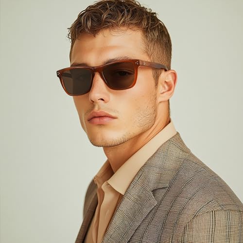 Polarized Sunglasses for Men Women - Black Retro Square Sun Glasses Driving Fishing UV400 Protection2