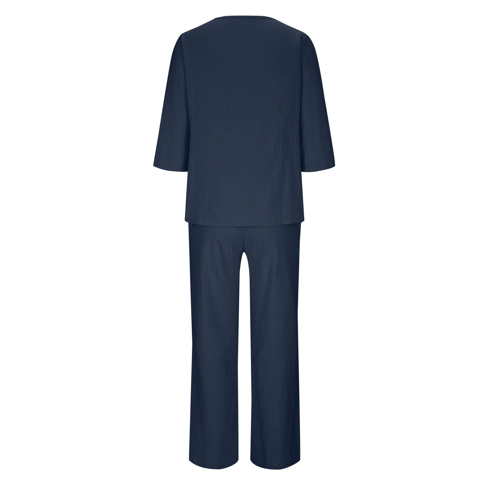 Completo Donna 2 Pezzi Top a Maniche Corte/Lunghe e Pantaloni con Tasche Elegante Completi Casual Estivo da Casa Tuta Donna Palestra per Vacanze al Mare