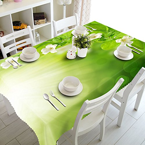 XXDD Pastoral 3D tablecloth white morning glory pattern tablecloth waterproof rectangular washable tablecloth A5 140x200cm
