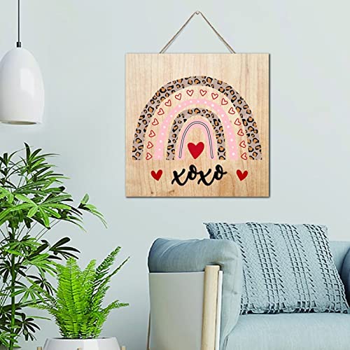 Panneau mural en bois de 30,5 cm Saint-Valentin, plaque décorative XOXO rétro