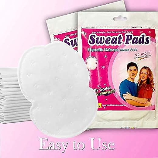 CHIMMET Underarms Sweat Pads Disposable Highly Absorbent Sweat Pads Cotton Anti Allergic, Anti Bacteria, Anti Smell For Men And Women (PACK OF 10)