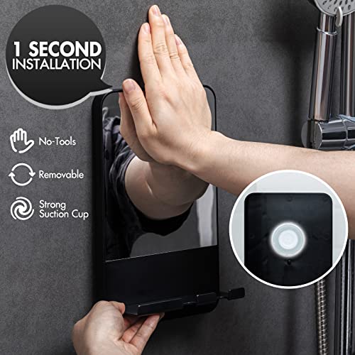 Taili Shower Mirror Fogless With Razor Holder For Shaving, No-Drilling & Removable Fogless Mirror For Shower With Suction, Shatterproof & Waterproof For Bathroom - Men And Women(Black) #TOP1