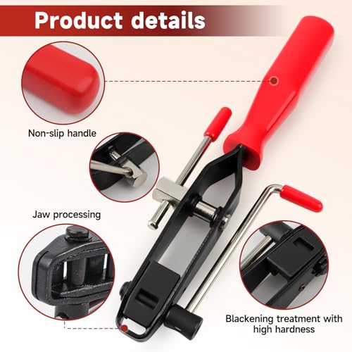 Professional CV Boot Clamp Pliers Kit with 20PCS 304 Stainless Steel Clamps - Heavy Duty Axle Removal Tool, Hose Banding Pliers & Dust Cover Clip Remover for Car Repair (Red)​ - Image 3