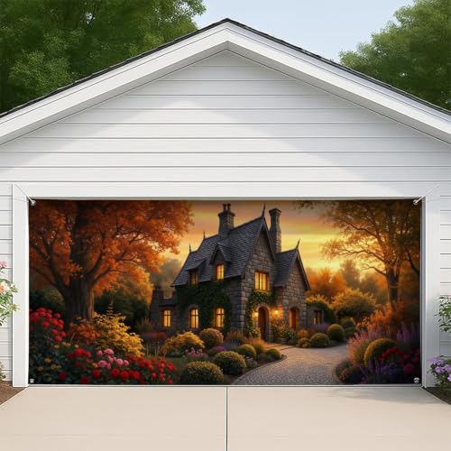 Couverture de porte de garage paysage d'automne 397 x 180 cm pour cacher facade terne - 6