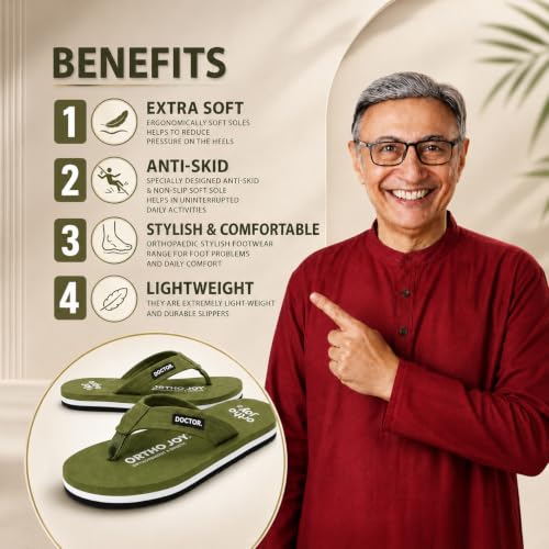 Image of ORTHO JOY EXTRA SOFT Ultra Cushion Slippers for Men's| Doctor | Lightweight & Comfortable| Orthopedic & Diabetic| Casual & Stylish| Non-Slip Durable Mcr Dr Chappals & House Flip flops For Gent's & Boy's