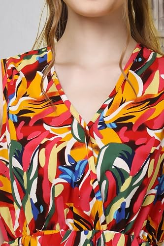 Image of POPWINGS Casual Floral Printed V-Neck Sleeveless Peplum Top for Women || Stylish Top for Summer Western Women Wear