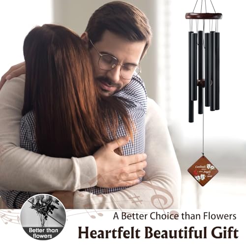 Image of 36 inch Memorial Wind Chimes Sympathy Gift - Cardinal Windchimes in Loving Memory of Loved One, Memorial Cardinal Gifts for Loss of Mom /Dad, Bereavement,Condolence,Funeral Grieving