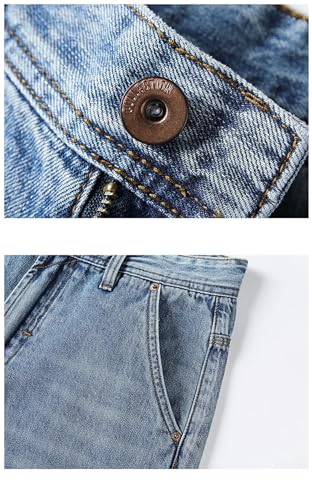 Men's Retro Ripped Casual Jeans American Washed Loose Straight Pants2