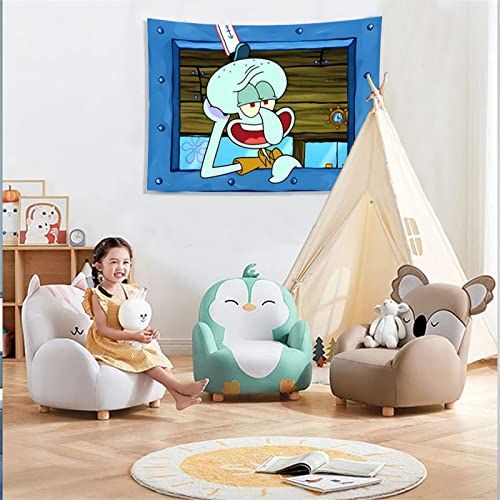 Funny Squidward Tapestry For Bedroom Aesthetic Poster Spongebob Hippie Meme Octopus Tapestry For Men Girl Window Anime Comic Room Decor Tapestries Cartoon Wall Hanging For Room Dorm (28''X40'') #TOP2