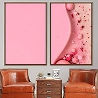 2 Piece Framed Canvas Wall Art Pink Dots Canvas Prints Home Artwork Decoration for Living Room,Bedroom - 16