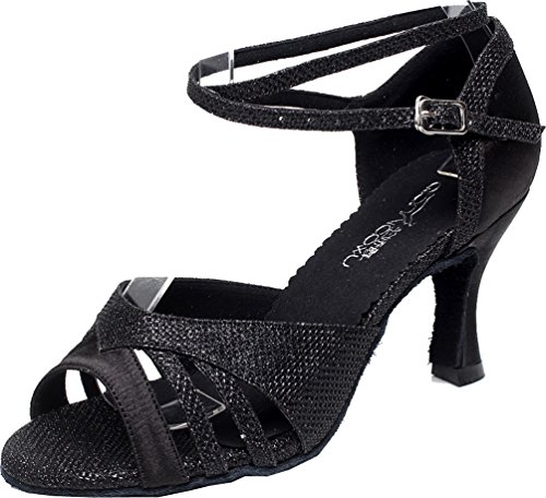 Chaussures de danse latine et salsa pour femme en noir taille 40.5 avec bout ouvert