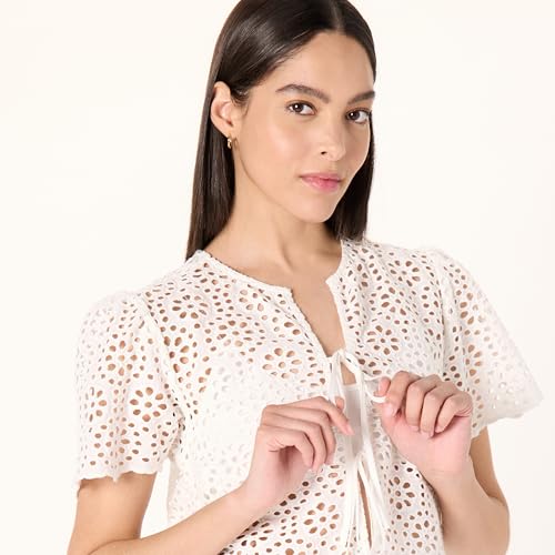 The Drop Women's Doca Lace Tie Front Top with Scallop Detail3