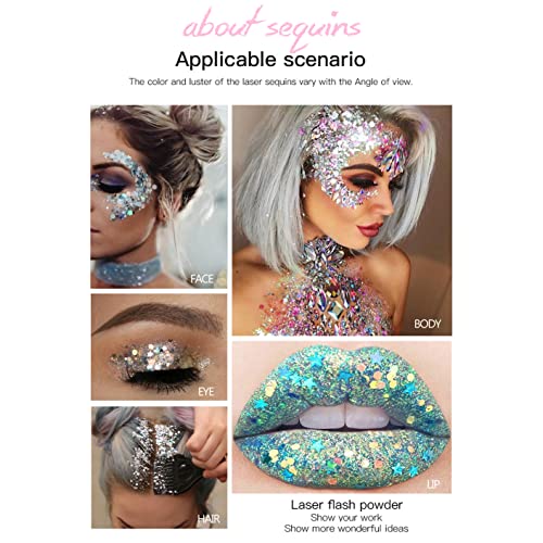 4 Colors Glitter Body Gel Set Petansy Sequins Skin Long Lasting Sparkling Cream Face Body Eyeshadow Lip Nail Hair Painting Glitter Cosmetic #TOP3