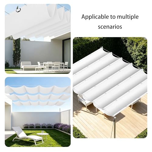Voile d'ombrage rétractable vague 9x5,4m sable étanche - 3