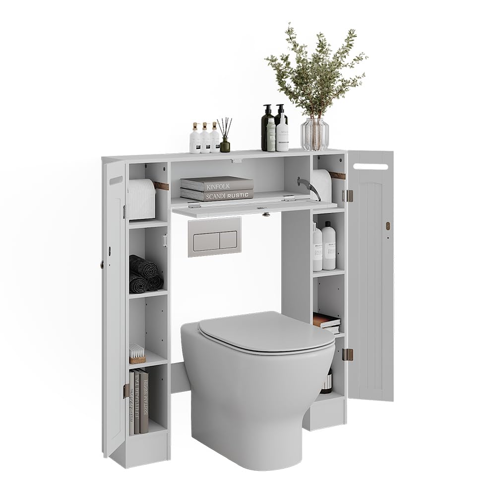 Vicco Armario de Aseo Bianco, Blanco, 89 x 99 cm | Dispensador de papel higiénico izquierdo y derecho, para montaje en pared sobre el inodoro