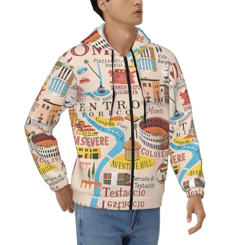 Sweat à capuche thermique zippé homme veste sweat imprimé monuments Rome Italie