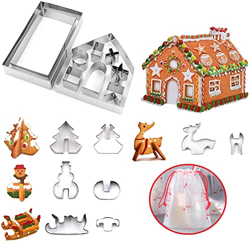 Weihnachten Keksausstecher, 3D Xmas Ausstecher Set Xmas Keksausstecher Edelstahl Gebäckausstecher für Fondant Muffins Plätzchen DIY Backen (rot) Cover