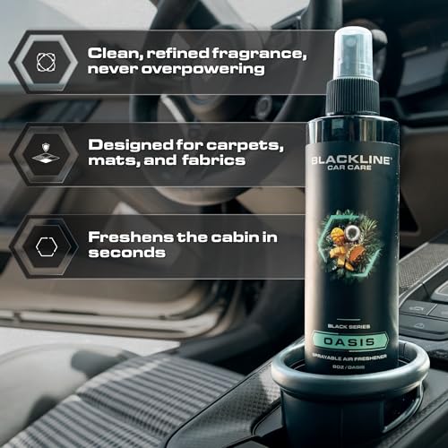 Image of Blackline Car Care - Ocean Breeze Car Air Freshener Spray, Long-Lasting, Premium Odor Eliminator for Cars, Trucks, RVs, SUV, or Home Use - 8 fl OZ - Air Freshener - Ocean Breeze Spray