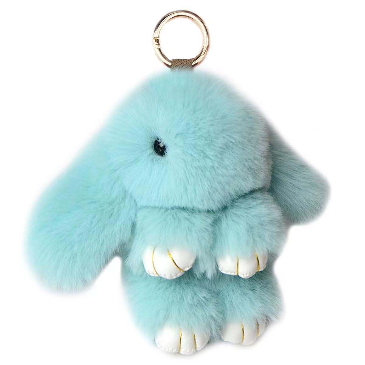 jtkdxqsSoft Cute Bunny Keychain Artificial Rabbit Fur Plush Fluffy Pom pom Key Ring for Women
