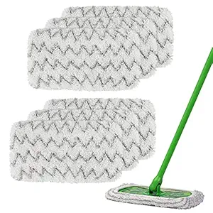 Reusable Microfiber Mop Refills Pads Compatible with Swiffer Sweeper Mops - All 10-12 Inch Flat Mop Floor Cleaning Mop Head Pads Work Wet and Dry -6Pack