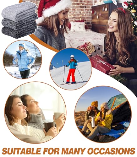 Image of DYW Womens Merino Wool Boot Socks Thermal Thick Winter Warm Cozy Hiking Work Boot Socks Christmas Gift