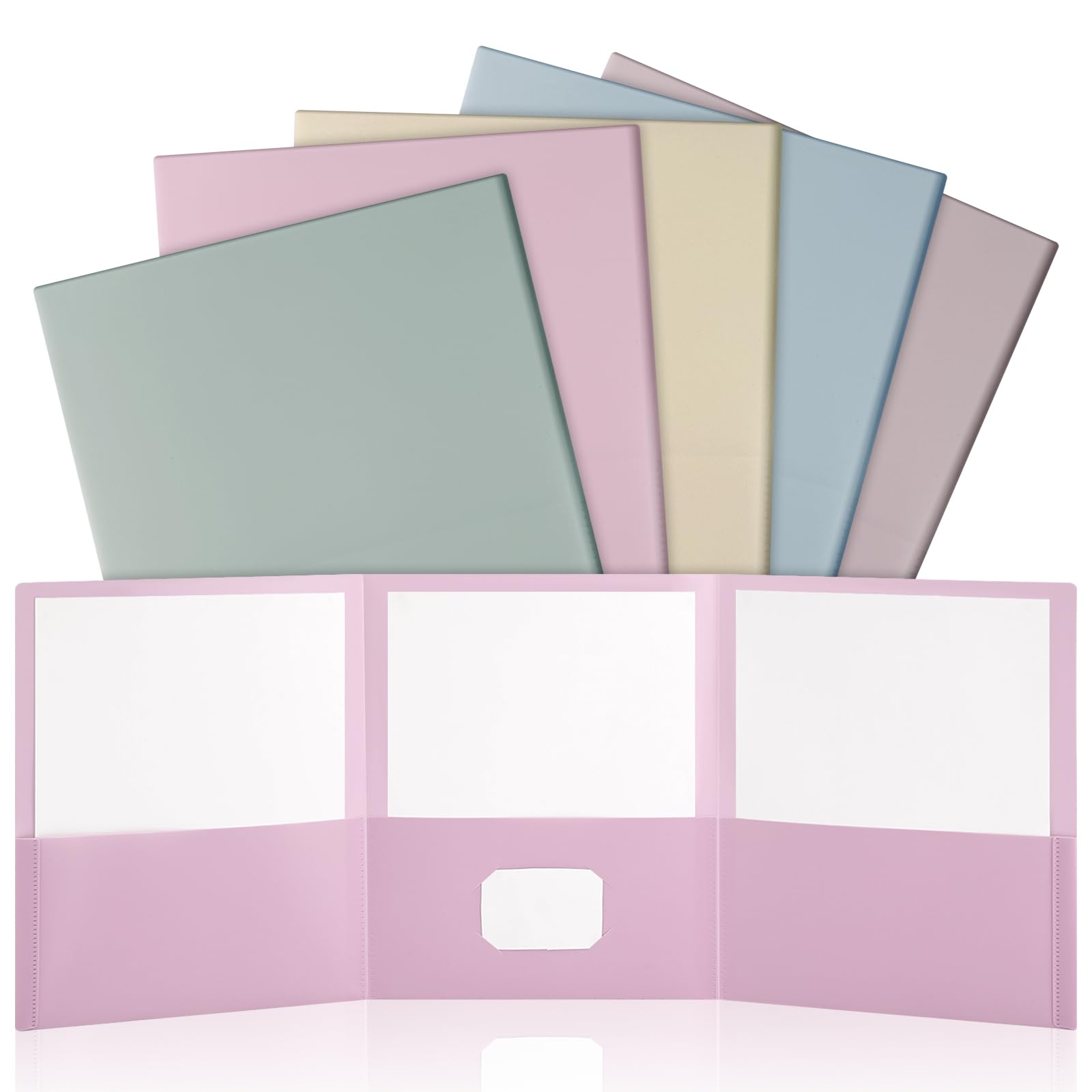 Dunzoom 5 Pcs Tri Fold Folders with 3 Pockets 8.5 x 11 Inch Letter Size Plastic Tri Fold 3 Pocket Folders for School Office Home Supplies(Morandi)