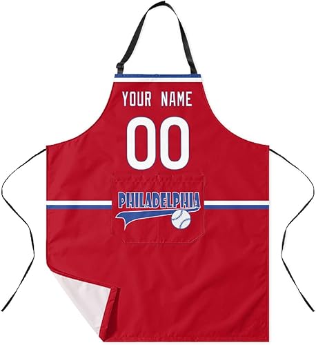 Delantal personalizado con bolsillo personalizado cualquier nombre y cualquier número regalos para papá, hombres fanáticos