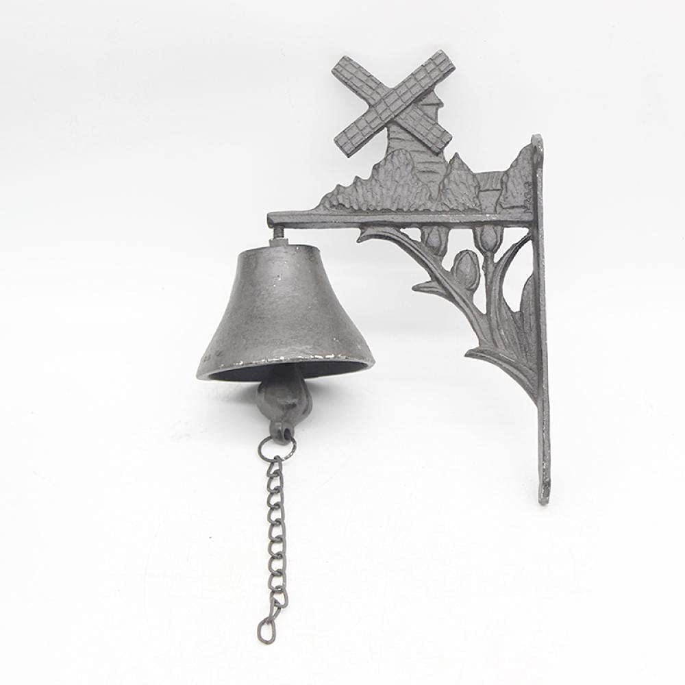 Moulin à vent en fonte sonnette extérieure cloche murale et hochet de porte WLLLO