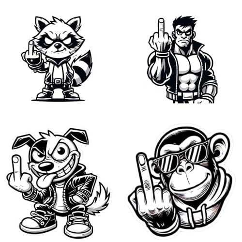 Image of Style Fuck You Funny Two Middle Finger Vinyl Stickers Pack of 4 Car Auto Truck Sticker Window Bumper Waterproof Laptop Decal Size 3.5'' (Casual)
