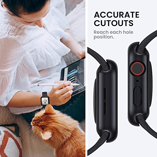 Image of Tensea for Waterproof Apple Watch Screen Protector Case 41mm Series 9 /8 /7 Accessories, iWatch Protective Face Cover with Tempered Glass Film for Women Men, Bumper Case for iPhone Watch 41 mm