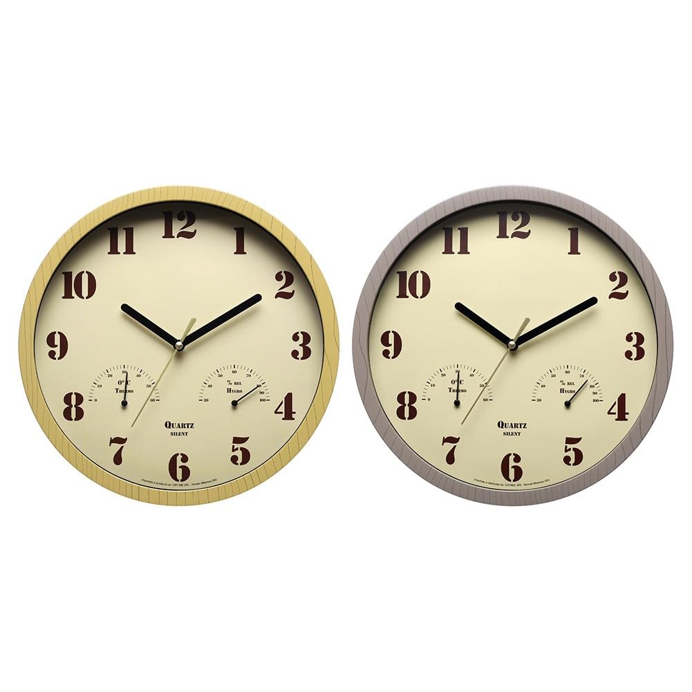 FUBESK Orologio da parete silenzioso senza ticchettio per esterni, con termometro e igrometro, 25,4 cm, analogico, decorazione da giardino, patio, veranda, piscina, funzionamento a batteria