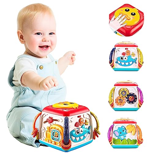 Image of 5 In 1 Musical Activity Cube For 1 Year Old-Piano Shark,Instrument Sounds,Drum Box With Lights,Learning Toys For 1 Year Old Boy&Kids Toys,3 Aa Batteries Incl,Multicolor