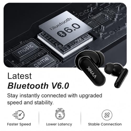 Image of Vynk TWS Bluetooth 5.3 Earbuds, 25H Total Playtime, LED Battery Display, Type-C Fast Charging, IPX5 Water Resistance, Touch Controls, Voice Assistant Support, Wireless Earphones with Mic | 25H Total Playtime, LED Battery Display, Type-C Fast Charging, IPX5 Water Resistance, Touch Controls