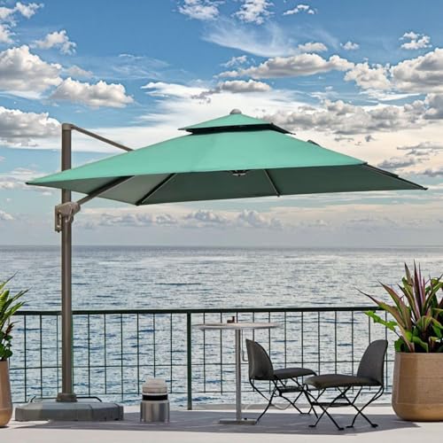 Image of THESHELTERS - Premium Garden Umbrella 360 Degree Rotating Stylish and Durable Outdoor Garden Umbrella with Heavy-duty Water Base (95Kgs)- Patio and Lawn Umbrella, 2.5x2.5m Big Size Outdoor Umbrella with Stand