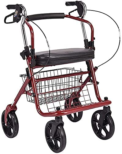 高齢者用歩行器 折りたたみ直立歩行器、高齢者ハンディキャップ歩行補助、シートと車輪、高さ調節可能なハンドル、8インチ車輪付き、100Kgをサポート (色 : ブルー) (ブルー)